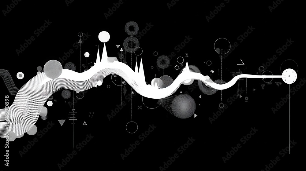 Aufkleber abstract design with flowing shapes and graphic elements.