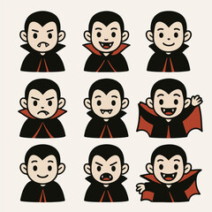 Nine cute vampire kid emojis