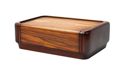 Crafted wooden box showcasing elegant design in a cozy artistic studio illuminated by soft natural light on transparent background