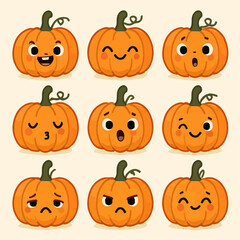 Pumpkin emojis set autumn harvest halloween