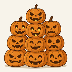 Stack of Halloween Pumpkins