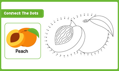 Connect The Dots Peach Food. Dot To Dot Educational Game. Vector Illustration Adobe Stock