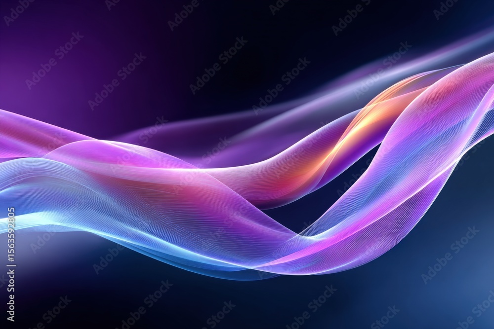 Poster Abstract colorful flowing waves with smooth gradient motion in a futuristic digital design for technology and art backgrounds