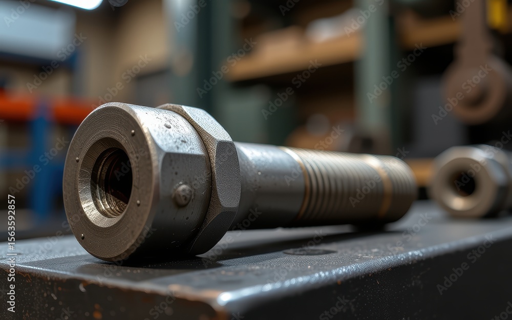 Poster protective durability coatings for extended lifespan concept. close-up of a metallic bolt on a works