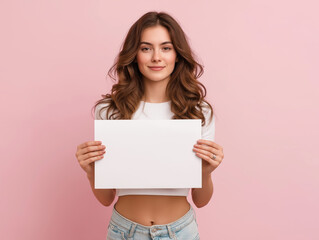 Woman Holding Blank Paper