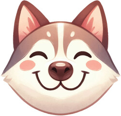 dog avatar cute cartoon watercolor illustration, isolated on white