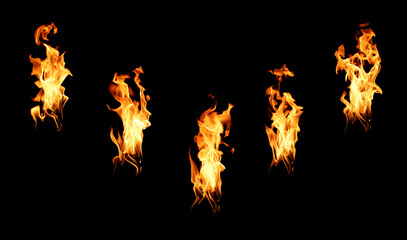 Black background fire, flames with torches and textures with splitting power effect, can grill red,...