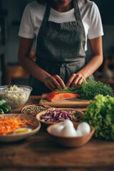 Chef Preparing Healthy Salmon Meal