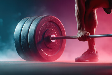 Weightlifter Lifting Heavy Barbell