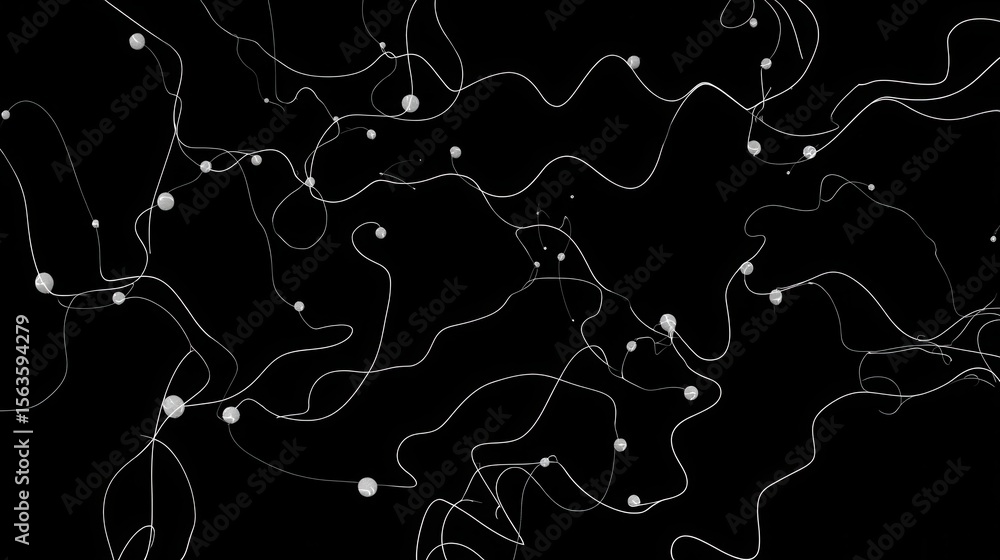 Poster abstract design with flowing lines and scattered points.