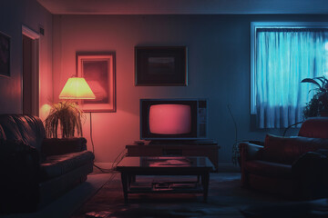 Retro Living Room with Moody Lighting
