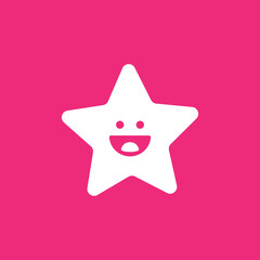 Cute star cartoon kawaii sticker template. Doodle character vector illustration with pink background