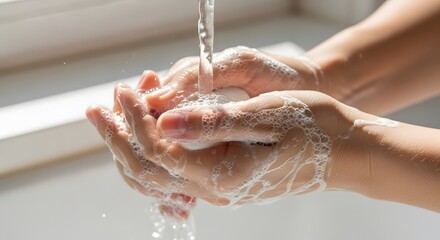 Fototapeta premium Washing Hands with Soap Hygiene and Cleanliness