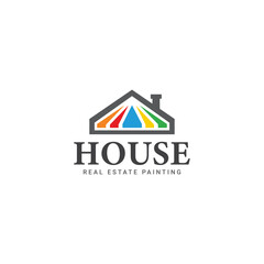 house painting service colored logo vector silhouette illustration business logo design template.