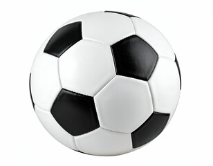 Classic black and white soccer ball, perfectly isolated on a pristine white background, ready for the game.