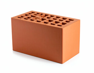 A perfectly formed, new red hollow brick, ready for use in robust construction and architectural designs.