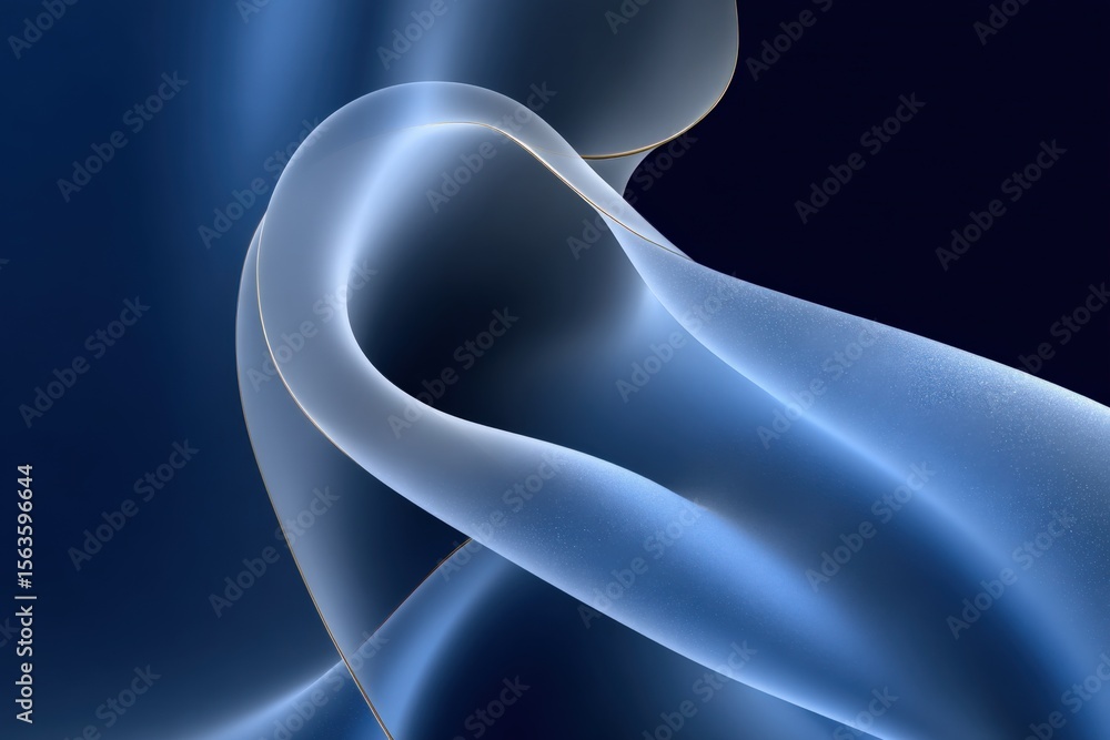 Poster Abstract smooth flowing blue curves and shapes with luminous glow and modern design element in futuristic artistic composition