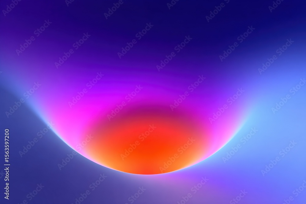 Poster abstract vibrant gradient sphere with colorful light beams radiating outward in a modern digital art