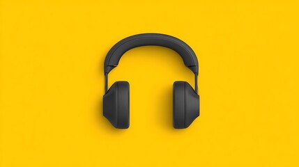 Headphones on yellow background