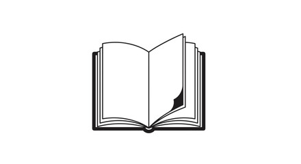 Open book icon in black outline style on white background