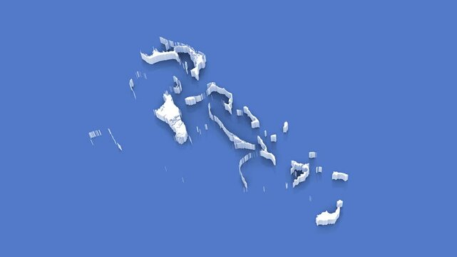 3D Animated Political Map of Bahamas over blue background. With luma matte.