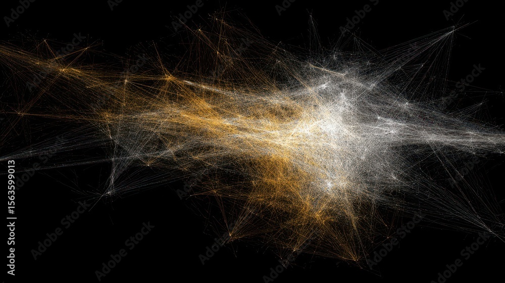 Poster abstract network design with intersecting lines of varying tones.
