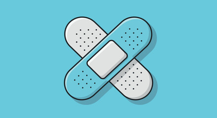 Medical care vector illustration showing crossed bandages in flat style