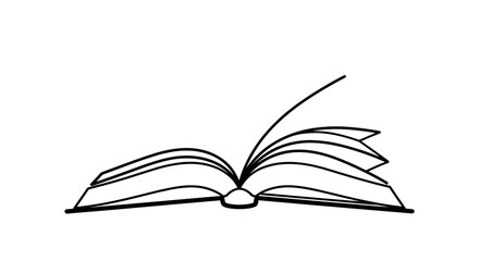 Open book icon in black outline style on white background