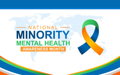 National Minority Mental Health Awareness Month background, best for banner, poster and social media.