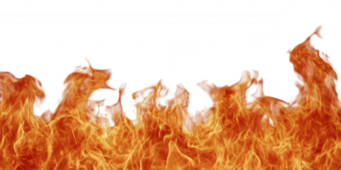 Realistic fire flames effects transparent background ideal for visual blazing, and design compositions