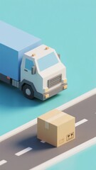 Illustrative Scene of a Truck and a Box on a Road