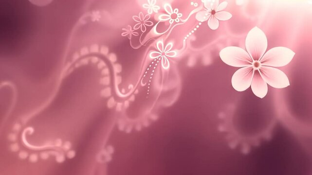 Elegant Pink Floral Design Abstract Swirls and Delicate Blossoms