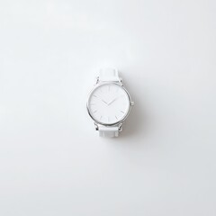 Minimalist white watch on plain background