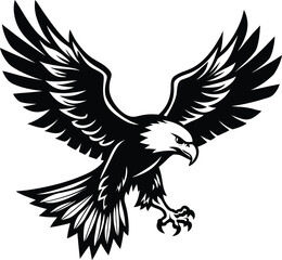 Fototapeta premium Eagle vector illustration of a bird in flight with spread wings silhouette