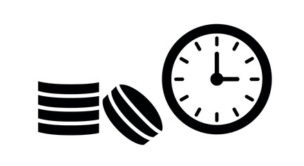 Time management concept vector illustration with coins and clock in minimalist style