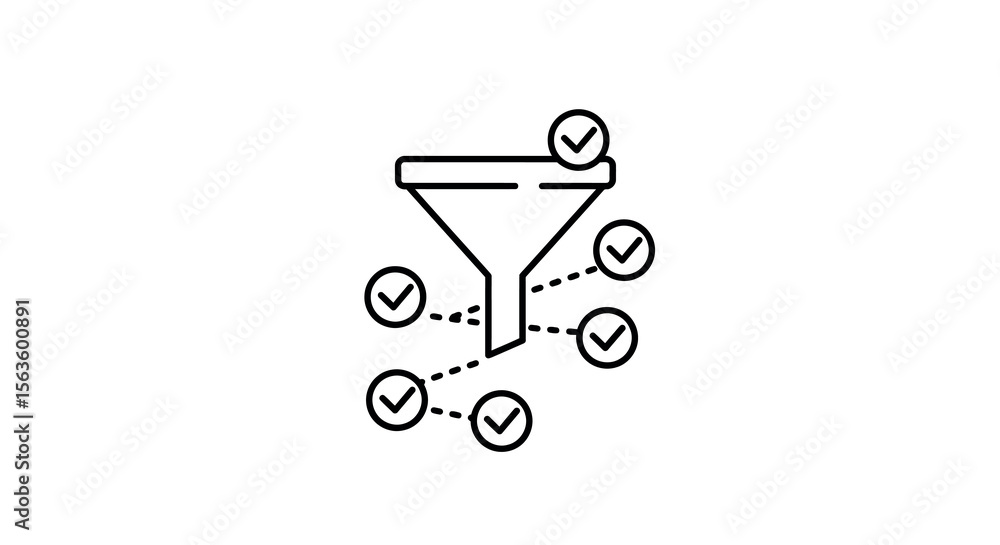 Poster data filtering process icon vector illustration in line style for tech design