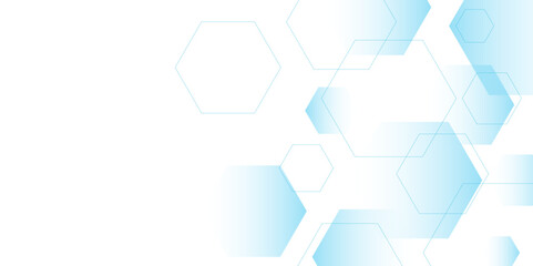 white and blue technology hexagonal abstract background. Abstract blue hexagon or digital technology background. Vector abstract graphic design banner pattern presentation background web template.	