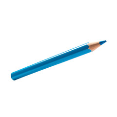 A bright blue colored pencil isolated on transparent background for design projects