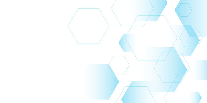 white and blue technology hexagonal abstract background. Abstract blue hexagon or digital technology background. Vector abstract graphic design banner pattern presentation background web template.	