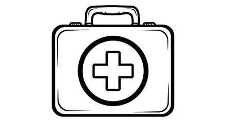 Obraz premium Medical first aid kit line vector illustration for health and emergency design