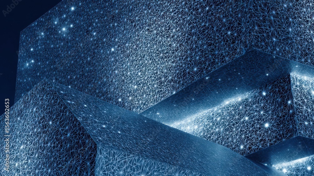 Poster networked cubic forms in deep indigo.