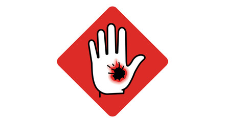 Obraz premium Stop hand sign vector illustration - red warning hazard symbol for safety signs and notices