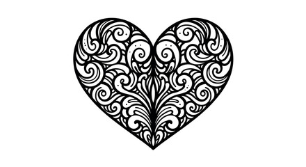 Ornamental heart pattern vector illustration for romantic designs in intricate line art style