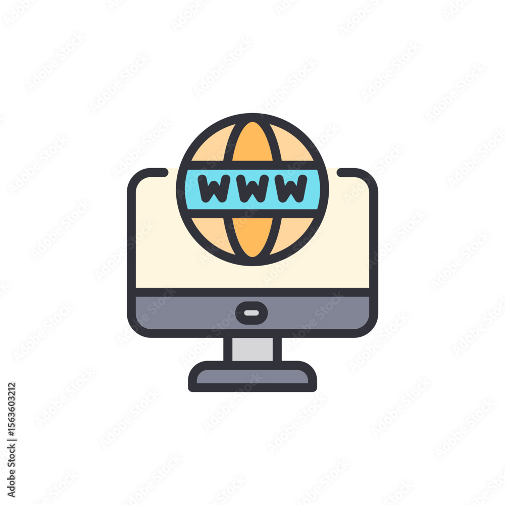 Poster digital world access through computer interface and internet connection