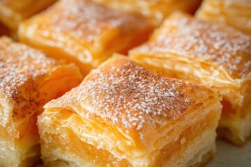 Freshly Baked Sweet Pastry with Powdered Sugar and Cinnamon Dust