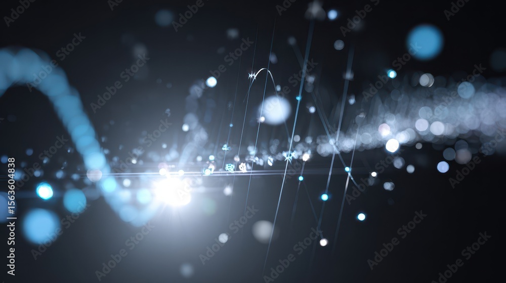Aufkleber digital network graphic with light trails and particles.