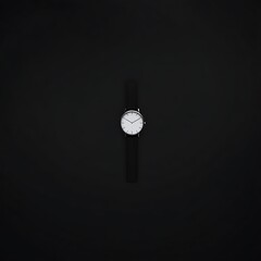 Minimalist wristwatch on black background