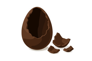 Chocolate egg with broken pieces showcasing a delicious treat perfect for festive celebrations and candy lovers