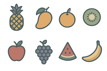 Colorful assortment of fruits displayed in a minimalist style showcasing healthy options and vibrant colors