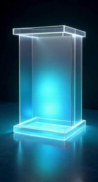 Glowing Blue Acrylic Display Box with Neon Light